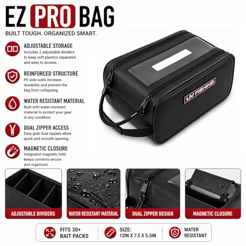 EZ PRO Tackle Bag - Pull Handle, Clear Window, Fits 25+ Baits
