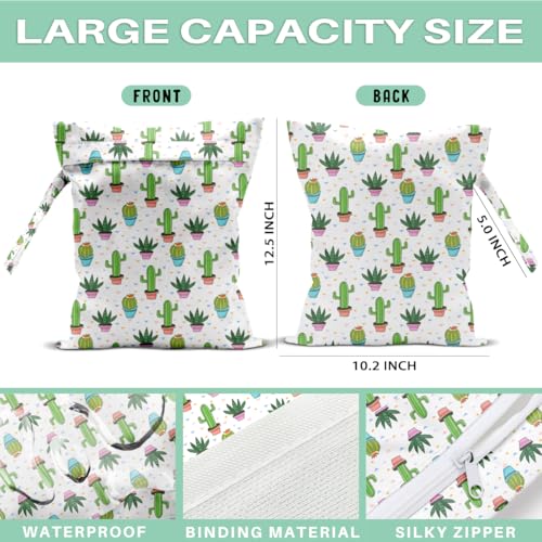 Cactus Wet Dry Bags for Diaper Waterproof Swimsuit Washable Reusable Bag for Beach Diapers Dirty Yoga Gym Clothes Plant Gifts for Men Women Baby Friend - color: Cactus