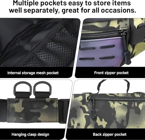 Outdoor Fanny Pack, Large Capacity Hiking Waist Packs with Adjustable Belt & Reflective Strip,good for Travel,Finshing,Running, Cycling (Dark Camo) - color: Dark Camo