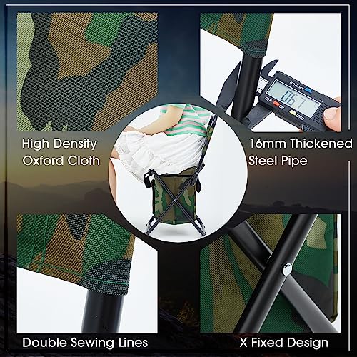 Jerify 2 Pcs Fishing Chair with Cooler Bag Multi-Function Foldable Compact Fishing Stool Hunting Chair Portable Backrest Stool with Folding Backpack for Finishing Camping Hunting Travel(Camo Color) - color: Camo Color