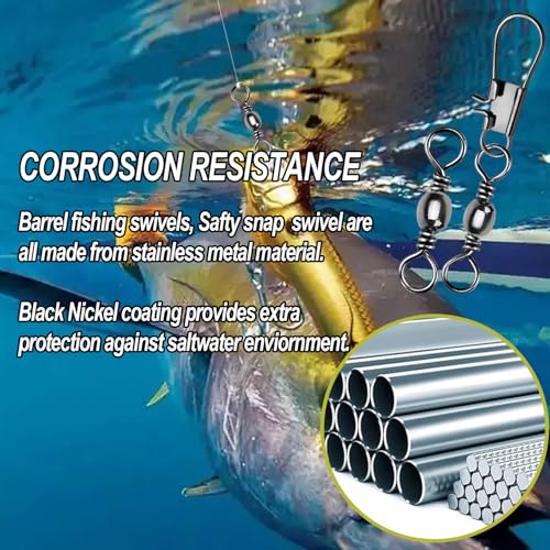 281pcs Fishing Snap Swivel Barrel Swivel, 123pcs Interlock Snaps Swivel, 158pcs Barrel Fishing Swivels , Fishing tackel for Saltwater Fishing Freshwater Fishing