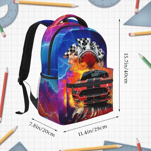 Kids Car Backpack for Boys Cool Car Print Schoolbag for Teenage Girls Kids Cute Children Lightweight Waterproof Adjustable Book Bag for Preschool Kindergarten Bookbags - color: Red Car 01