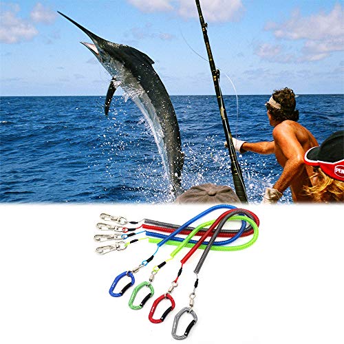 HERCULES M4 Fishing Lanyard, Fishing Pole Tether, Kayak Paddle Leash, Heavy Duty Retractable Coiled Lanyard for Fishing, Rods, Pliers, Boating, Paddles, Kayak - color: Pack of 2 Blue (17.7" Plus, 5.9")