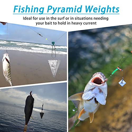 Pyramid Sinkers Fishing Weights Saltwater Pyramid Weights for Surf Fishing Gear Tackle 1oz 2oz 3oz 4oz 5oz 6oz 8oz - style: 5 Ounce, 4 Pack