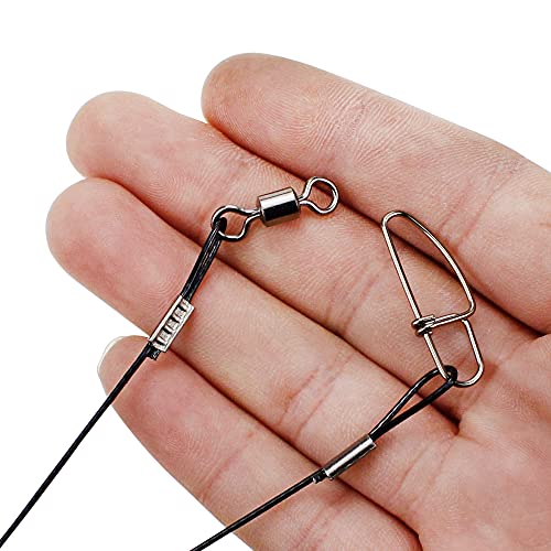 Joyiii 20Pcs 19inch Over 100Lb Fishing Wire Leaders Heavy Duty Fishing Stainless Steel Wire Leaders with Swivels and Snaps