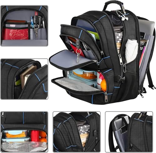 VECKUSON Lunch Bag Backpack, Insulated Cooler Lunch Box Backpack, Extra Large Travel Laptop Backpack TSA Friendly RFID Computer College bag for Women Men,Blue - color: Blue-rfid
