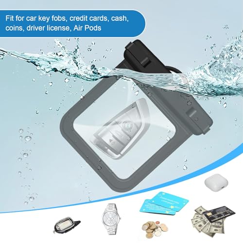 3 Pack Waterproof Wallet Car Key FOB Holder Pouch,Swimming Surfing Water Sports Small Waterproof Pouch Holder Dry Bag for Credit ID Card Door Card Cash Coin Fishing License - color: Black-3pcs, size: 4.8"x4.25"