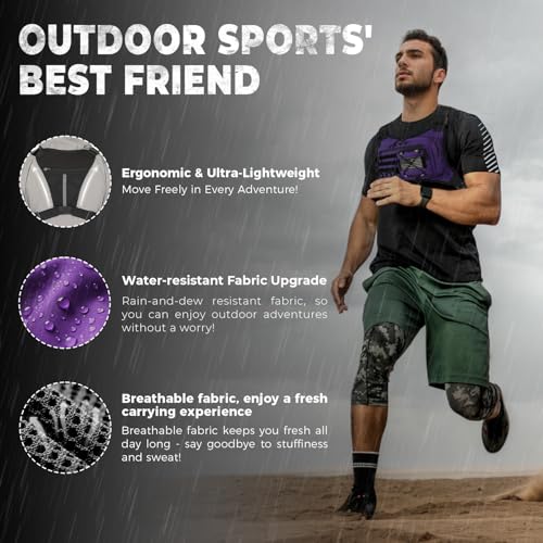 koculemi Outdoor Sports Chest Bag for Men, Chest Vest Holster Fits Most Pistols, EDC Travel Chest Pack for Running, Hiking - color: Purple