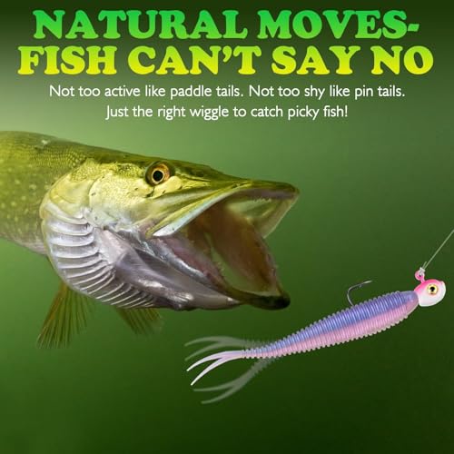 LUCKYFISHING Soft Plastic Baits 20PCS/30PCS/40PCS Forked Tail Fishing Soft Bait for Bass Walleye Trout Crappie Lures 3in/3.5in/4in - color: Morning Dawn, size: 3in-40pcs
