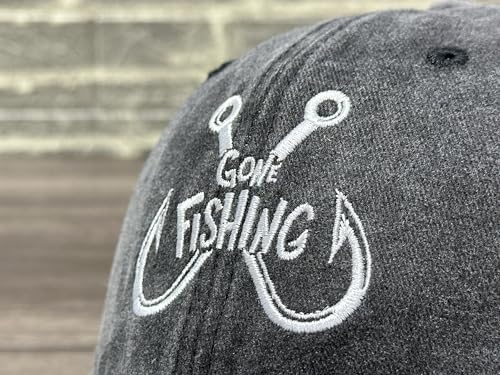 Fishing Baseball Cap for Men Women, Adjustable Embroidered Hat | Fishing Gear, Outdoor Adventure Design, Precision Embroidery Craft, One Size Adjustable Fit - color: Fishing Hook (Washed Black)