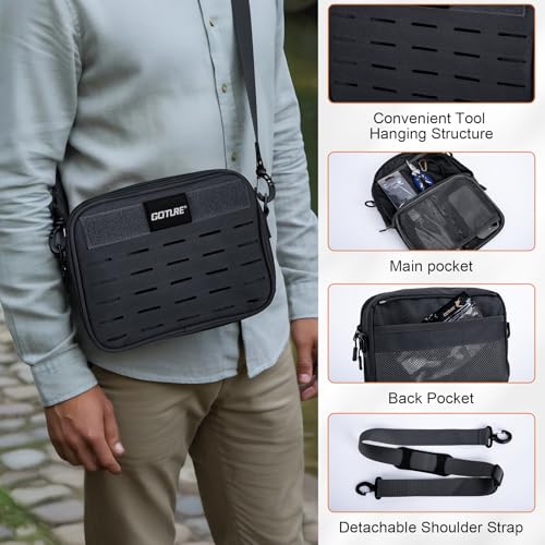 Goture Fishing Backpack, 58L 900D Water-Resistant Insulated Tackle Backpack with Cooler, Rod Holders, 8 Lure Pockets, Detachable Crossbody Bag, Gear Storage Large Fishing Bag for Camping Hiking - color: Black