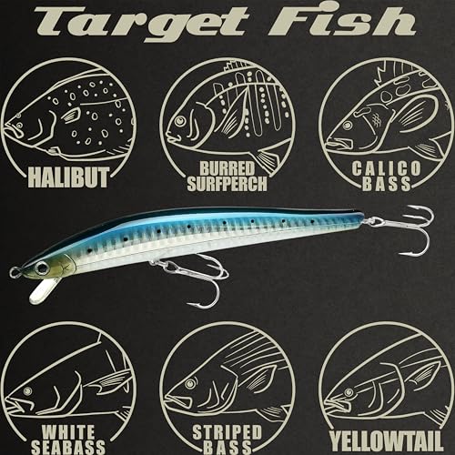 Lucky Craft FlashMinnow 125 YAWARA Saltwater Fishing Lure, Jerkbait for Halibut and Sea Bass, Long Casting Fishing Gear, Slow Sinking 5in 0.7oz, Tackle Box and Fish Accessories - color: 7702 Zebra Sardine, size: 125FW, style: No Scales