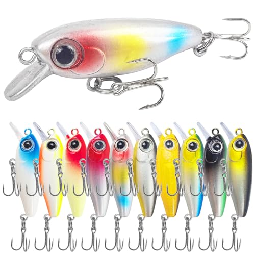 Fishing Lures Large Hard Bait Minnow VIB Lure with Treble Hook Life-Like Swimbait Fishing Bait Popper Crankbait Vibe Sinking Lure for Bass Trout Walleye Redfish - color: 10pcs 4.5cm/3.2g
