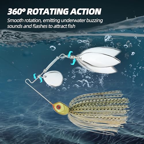 Double Blade Spinnerbaits，5 Pcs Fishing Lures Spinnerbait Kit Buzzbait Spinner Baits - Hard Metal Multicolor Spinnerbaits for Bass, Pike, Trout, Salmon Fishing