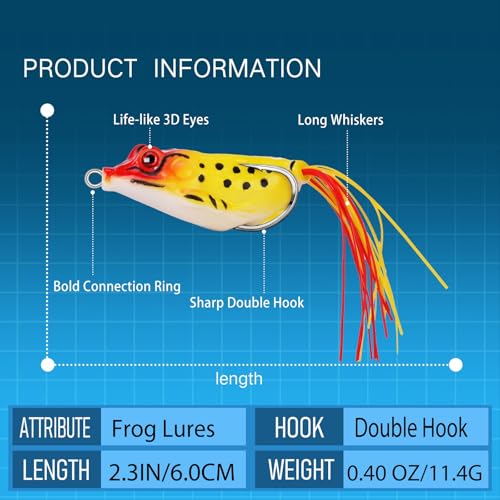 5PCS Frog Lures for TopWater Bass Fishing Lures,Freshwater and Saltwater Fishing Gear Kit for 2026 Surprise Gift - color: 5E