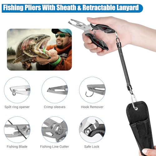 3 Layers Fishing Tackle Box, 213Pcs Fishing Lures Kit with Small Fishing Tool Kit Containing Weights Scale, Lip Clip, Hook Remover, Fishing Accessories, Fishing Gear for Beginners Kids, Men, Adults - color: black
