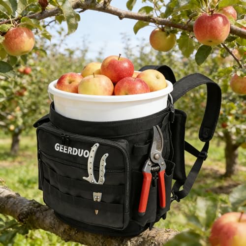 Fishing Bucket Backpack with Rod & Plier Holder and Pockets for Fishing, Hunting, Apple Picking for 5 Gallon Bucket (Black) - color: Black
