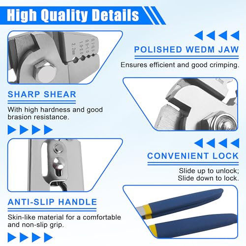 Fishing Crimping Tool Kit Wire Crimping Tool Stainless Steel Fishing Crimping Pliers with 300pcs Aluminum Crimp Sleeves Kit Effort-Saving Wire Crimper Tool, 4 Size Crimp Sleeves Fishing Tackle Pliers - color: Stainless Steel Crimping Pliers