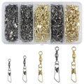 SILANON Fishing Barrel Swivel with Safety Snap,145/160pcs High Strength Fishing Snap Swivels Stainless Steel Line Connector Saltwater Fishing Tackle Accessories - style: 160pcs Kit (2,4,6,8,10#)