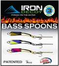 IRON DECOY Spoon Fishing Lures 3-Pack, Multi-Species Metal Spoons for Trout, Walleye, Bass, Salmon, Pike, Ice Fishing & Trolling, Vibrating Spoon Lure Kit - color: Bass #1, 1/4 oz
