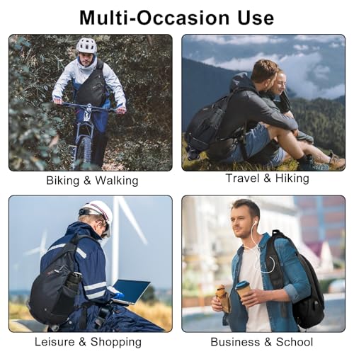 TUDEQU Large Sling Bag for Men,19L Crossbody Backpack with 8 Pocket,Gym,EDC | One Strap Backpack with Umbrella Pocket & Stability Strap,Sling Backpack,One Shoulder Backpack for Hiking,Travel,Cycling - color: Black