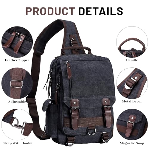 mygreen Canvas Cross Body Messenger Bag Shoulder Sling Backpack Travel Rucksack - color: Khaki, size: Large