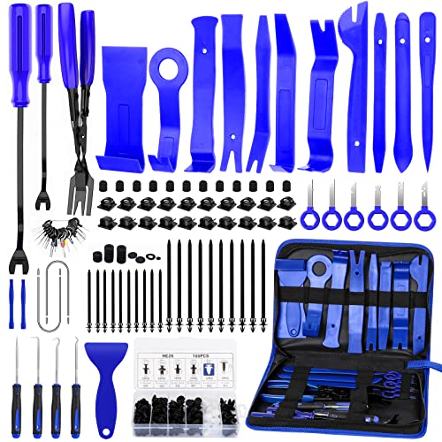 GLK 248pcs Trim Removal Tool, Pry Tool, Door Panel Removal Tool Kit | Fasteners Remove Tool with Car Retainer Bumper Clips, Automotive Hook Set, blue - color: Blue