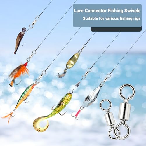 AMYSPORTS Lure Connector Swivels Fishing Stainless Steel Saltwater Fishing Swivel Rolling High Strength Barrel Swivels Tackle SUS304 - size: Size2 (309lb) 50 pcs
