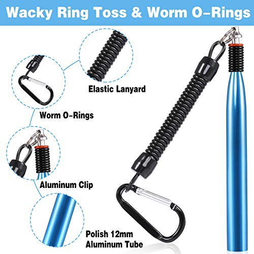 PLUSINNO Wacky Worm Fishing Lure Kit, Soft Plastic Fishing Lures, Grub Baits Hook Wacky Rig Bass Trout Fishing Worms Lures w/Tackle Box - color: 133PCS 5.5" Wacky Worm Fishing Lure Kit