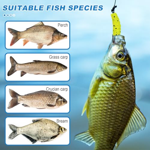 120Pcs Fake Maggots Bass Fishing Worms Lures Soft Plastic Fake Worms Ice Lure Fishing Baits for Bluegill Crappie Walleye Perch