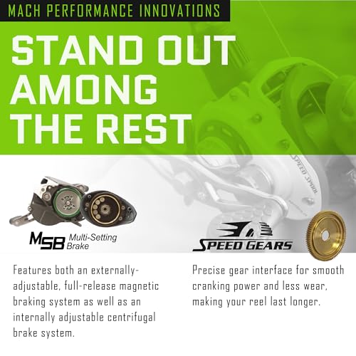 Lew’s MACH Jacked Baitcast Reel and Fishing Rod Combo, HM50 Graphite Rod, Tanso Tech Reel Frame and Sideplate, Carbon Fiber Drag System, 7.5:1 Gear Ratio - size: 7'0"