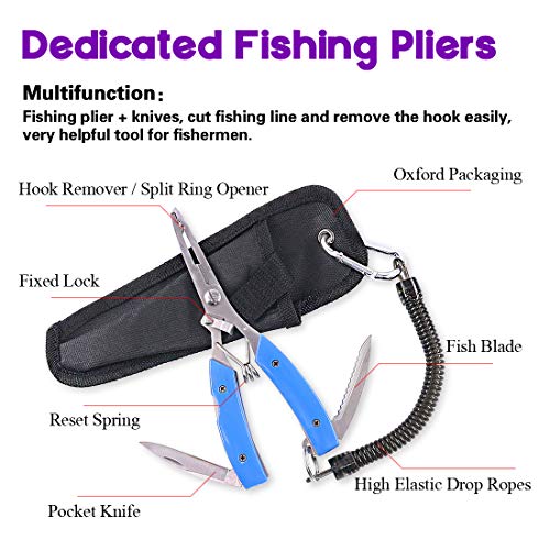 Swpeet 2Pcs Fishing Gear Set, Fisherman Professional Fishing Glove with Magnet Hooks Release and Fishing Pliers Cutters Split Ring Pliers Hook Remover Fish Holder Sheath Lanyard - color: Left, size: X-Large