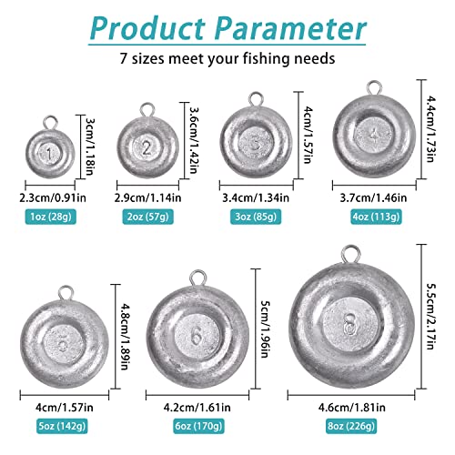Disc Sinkers Fishing Weights Coin Sinker Weights Saltwater Surf Fishing Weights Bottom Drifting Trolling Catfishing Gear Tackle Fishing Sinker Weights 1oz 2oz 3oz 4oz 5oz 6oz 8oz - style: 6oz-4pcs