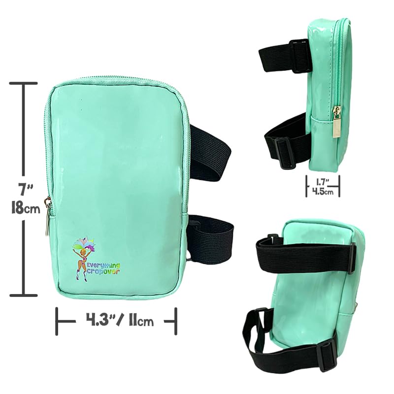 Glossy Thigh Bag | Carnival Leg Harness for Women | Outdoor Waist Pouch | J'ouvert Travel Leg Pack with Adjustable Straps | Mint Green - color: Mint Green