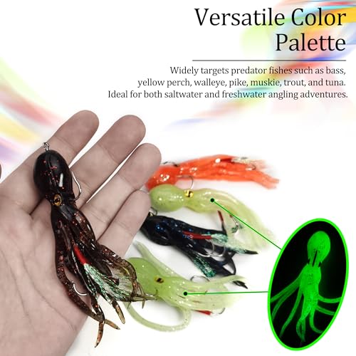 Soft Fishing Lures Shad Minnow Swimbaits, Pre-Rigged Jig Heads Paddle Tail Swim Baits for Bass, Trout, Walleye, Crappie, Sinking Jigs Bait for Saltwater Freshwater, Fishing Gifts for Men - color: C2-10 Pcs Soft Octopus Swimbait