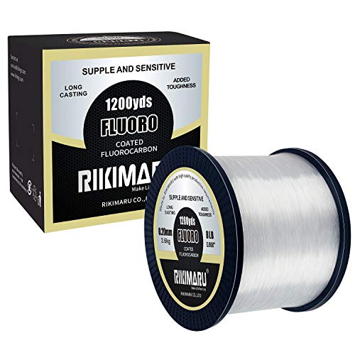 RIKIMARU Fluoro Fishing Line, 100% Soft Fluorocarbon Coated Fishing Line - size: 15 lb/0.37 mm/1200 yds