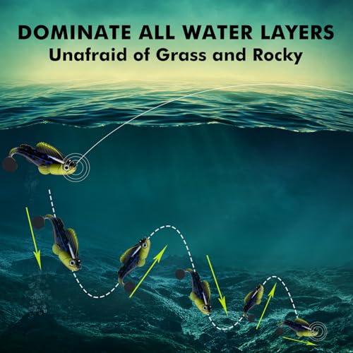 GOTOUR Pre-Rigged Soft Fishing Lures with Weedless Hook, Lifelike Paddle Tail Swimbaits for Bass Fishing, Freshwater & Saltwater Fishing Bait, Fishing Tackle for Bass, Pike, Trout, and Walleye - color: A2-3.5"-0.8oz