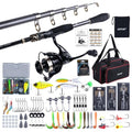GOTURE Telescopic Fishing Rod and Reel Combos, Carbon Fiber Travel Fishing Pole, 9+1 BB Spinning Reel, Saltwater Freshwater Fishing Gear Kit with Braided Line, Lures, Carrier Bag for Bass Trout - color: 1 Rod & 1 Reel Spinning Fishing Combo - Oxford Soft