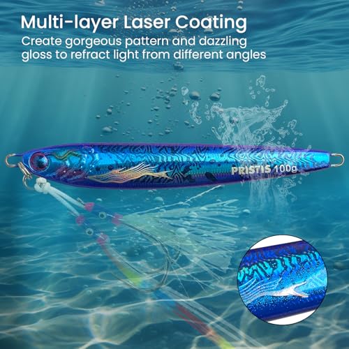 Pristis Angel Wings Vertical Jig, Saltwater Freshwater Fishing Lure for Tuna Grouper Cod Largemouth Striped Bass, Jigging Rod Metal Spoon Speed Pitch Fast Long Casting Sink, Deep Sea Fish - color: Palace blue, size: 1.4oz / 40g