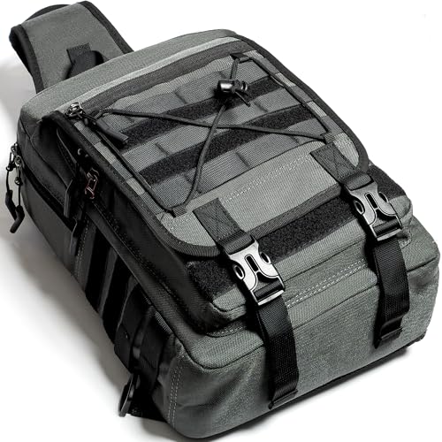 NICGID Tactical Sling Bag Pack Military Rover Shoulder Sling Backpack EDC Molle Assault Range Bag - color: Grey-808-1, size: 13.3 inch