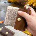 Handmade Brown Leather Fishing Lure Case | Fly Wallet With Wool Lining (Dark Brown) - color: Dark Brown