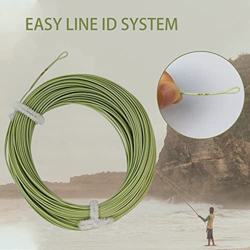 EUPHNG All-Purpose Fly Line Floating Trout Fishing Line Welded Loop Line ID Weight Forward Fly Fishing Line 100FT - color: Moss Green, size: WF7F