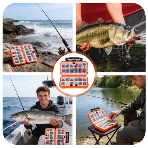 Fishing Accessories Kit, 308-Piece All-in-One Fishing Gear Set with Organized Tackle Box, Hooks, Weights & Rigs for Freshwater/Saltwater, Bass, Crappie - Perfect Fishing Gifts for Men