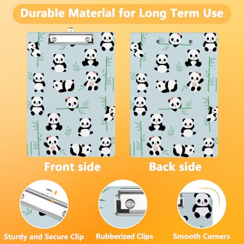 Cute Panda Clipboard, Decorative Clip Board with Metal Clip Cute Plastic Clipboards A4 Standard Size 8.5" x 12.5" for Nurses, Students, Office - color: Panda