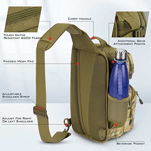 KastKing BlowBak Tactical Sling Tackle Bag-Lightweight Fishing Backpack Storge Fishing Gear and Equipment,Gift for Men - color: A: Khaki Camo（14” X 8” X 6”）, size: Standard