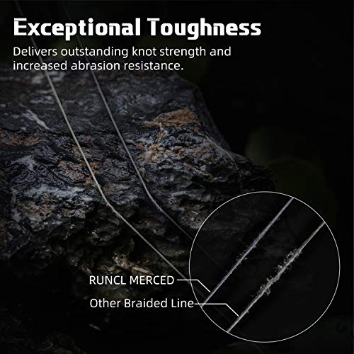 RUNCL Braided Fishing Line Merced, 1000 500 300 Yards Braided Line 4 8 Strands, 6-200LB - Proprietary Weaving Tech, Thin-Coating Tech, Stronger Smoother for Freshwater Saltwater - color: Gray, size: 8lb/300yards (4 Strands)