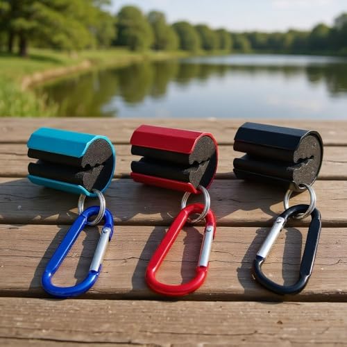 Rod Holder – Portable Rod Clips with Keychain Carabiner for Fly Fishing & Outdoor Sports, Lightweight Aluminum Alloy & EVA Pole Accessory(1 Set)