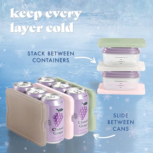 Cool Coolers by Fit & Fresh 4 Pack XL Slim Ice Packs, Quick Freeze Space Saving Reusable Ice Packs for Lunch Boxes or Coolers - color: Multi Pastel (4 Pack)
