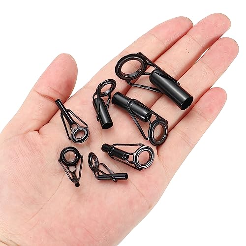 PATIKIL Fishing Rod Tip Repair Kit Stainless Steel Pole Ring Guide Replacement for Saltwater Freshwater Fishing - color: Black, size: 6-10mm
