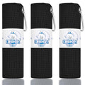 Microfiber Fishing Towels with Clip, Waffle Pattern for Effective Cleaning of Fishing Gears or Dirty Hands, 16” x 16”, Camping Towels, Hiking Towels, Pack of 3 (Black) - color: Black